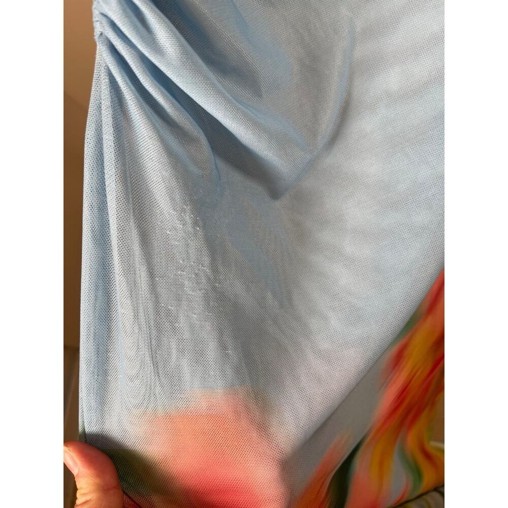 SAU LEE Kendra Mesh Sheer Blurred Floral Long Sleeve Blue Maxi Dress Size 0 - Picture 11 of 15